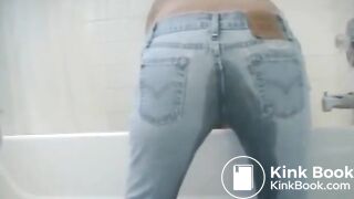 Girl Shits Enema in Her Jeans