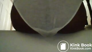 Girl poops and pees her white panties - video 2