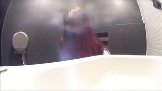Sexy teen public toilet poop and farts