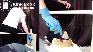 3 Girls Violently Shitting Into Slaves Mouth