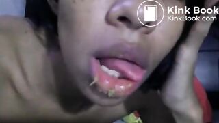 Brazilian girl eating poo