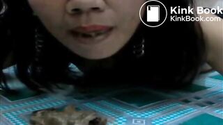 Mature asian eats poop