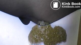 Elena farting and pooping in black and white pants