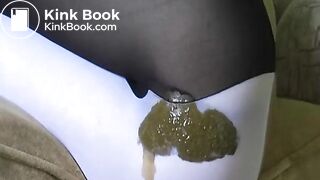 Elena farting and pooping in black and white pants