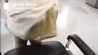 Asian woman poops her skirt.