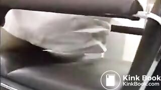 Asian woman poops her skirt.