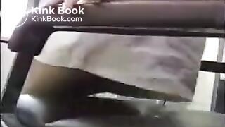 Asian woman poops her skirt.