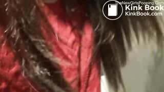 Sexy teen pooping in public toilet