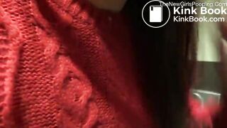 Sexy teen pooping in public toilet