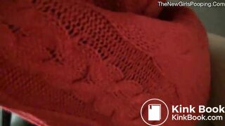 Sexy teen pooping in public toilet