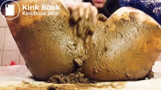 Girl smearing & eating shit
