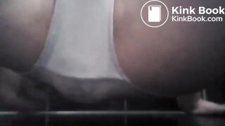 Girl poops and pees her white panties