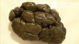 Fat hot girl playing with poop