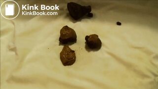 Fat hot girl playing with poop