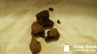 Fat hot girl playing with poop