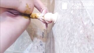 Teen scat dildo bath