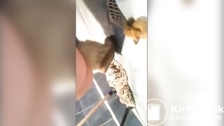 Sexy girl shits on floor and pees in a cup