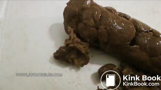 Blonde pooping on floor