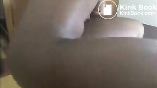 Cute ebony girl rubbing shit on her face