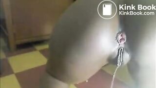 Cute ebony girl rubbing shit on her face