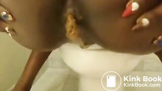 Fishing and eating tasty turds from mistress toilet