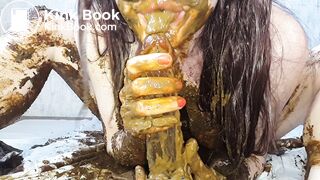 The best scat covered dildo deep throat