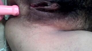 Chubby asian plays with her dirty ass