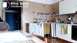 Sexy latina shitting on table