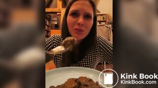 Hot girl eat shit from a plate