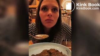 Hot girl eat shit from a plate