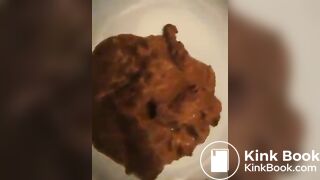 Hot girl eat shit from a plate