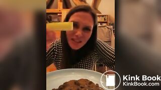 Hot girl eat shit from a plate