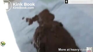 Girl making big shit outside