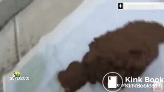 Girl making big shit outside
