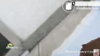 Girl making big shit outside