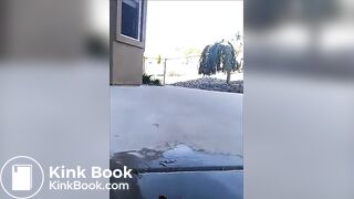 Hot girl pooping huge turd outside