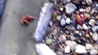 Woman stand outdoors shit