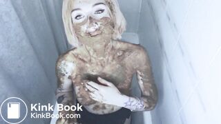 Girl shits and plays with it