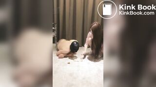 She force slave to eat her shit