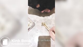 She force slave to eat her shit