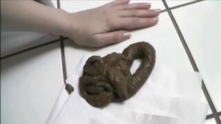 Gassy girl taking a poo