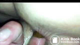 Digging for scat finger in her ass