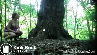 Pregnant girl pooping in woods