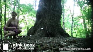 Pregnant girl pooping in woods