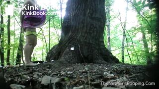 Pregnant girl pooping in woods