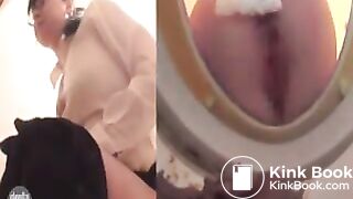 Girl poop in public toilet 22
