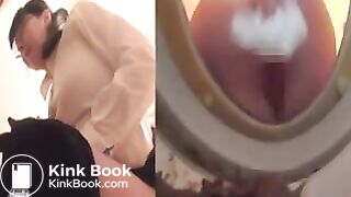 Girl poop in public toilet 22