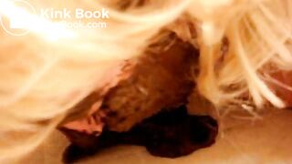 Chubby girl swallows shit