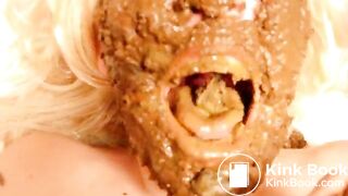 Chubby girl swallows shit