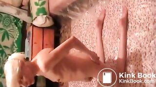 skinny Russian shits n spreads for her bf